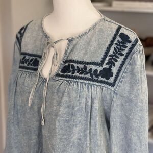 JODIFL Blue Embroidered Blouse